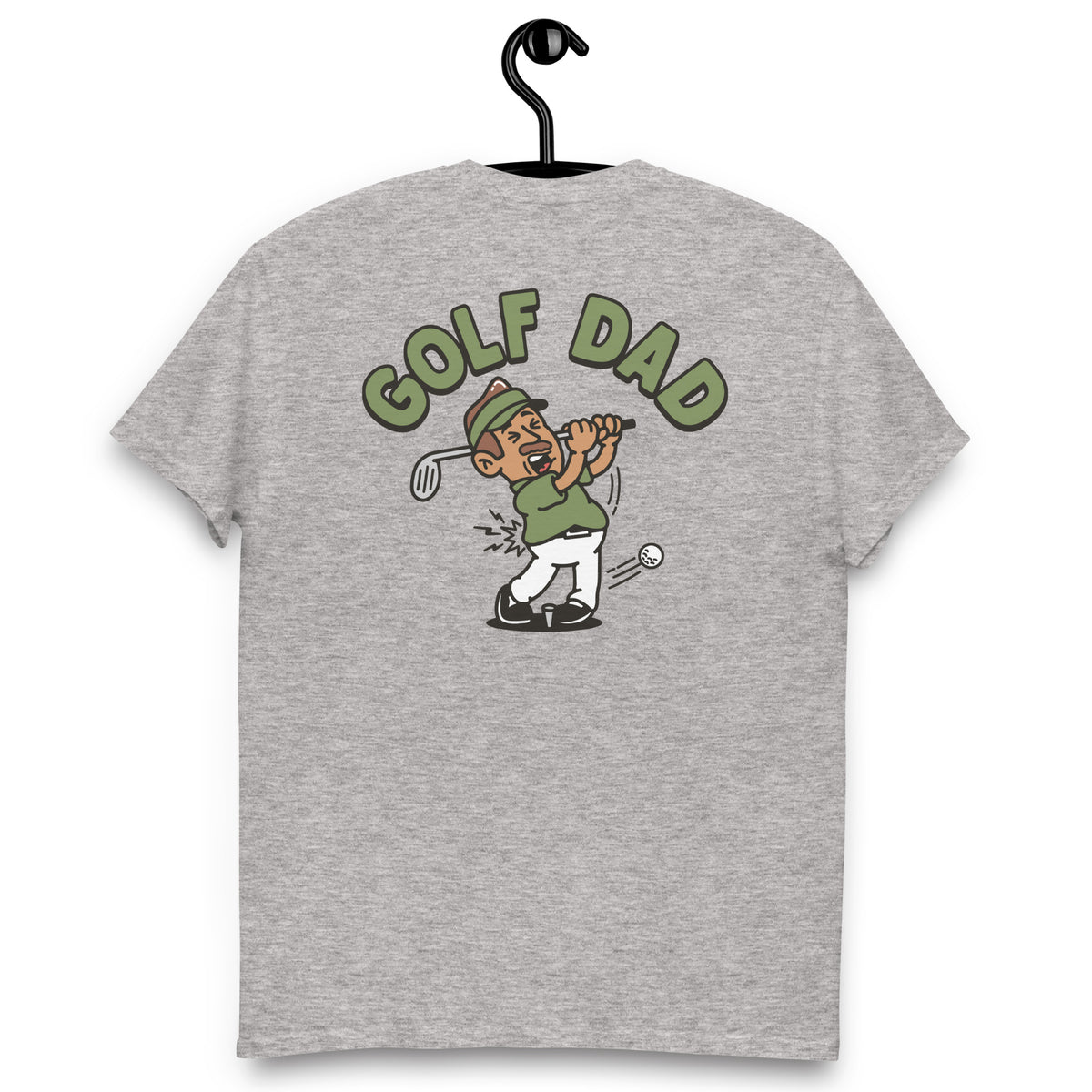 Golf Brown Hair Tan Skin Tone No-Glasses Moustache Dad T-Shirt