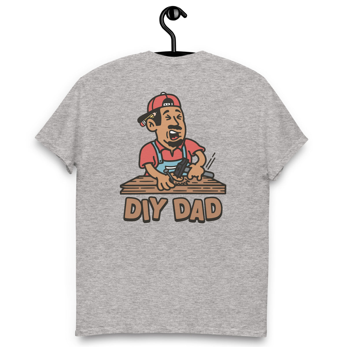 DIY Black Hair Tan Skin Tone No-Glasses Moustache & Chin Beard Dad T-Shirt