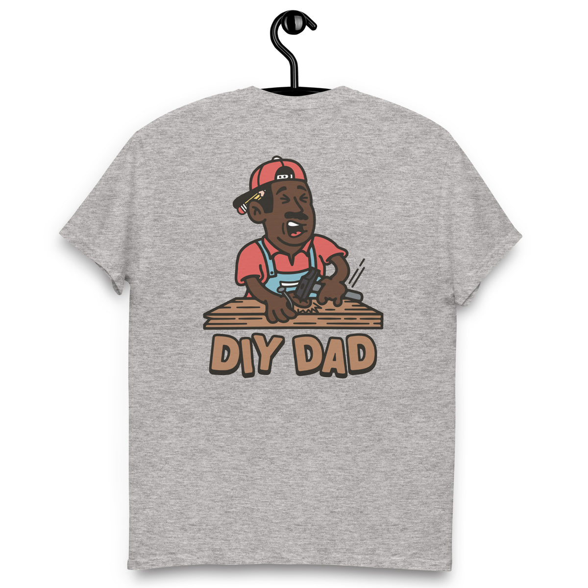 DIY Black Hair Dark Skin Tone No-Glasses Moustache Dad T-Shirt