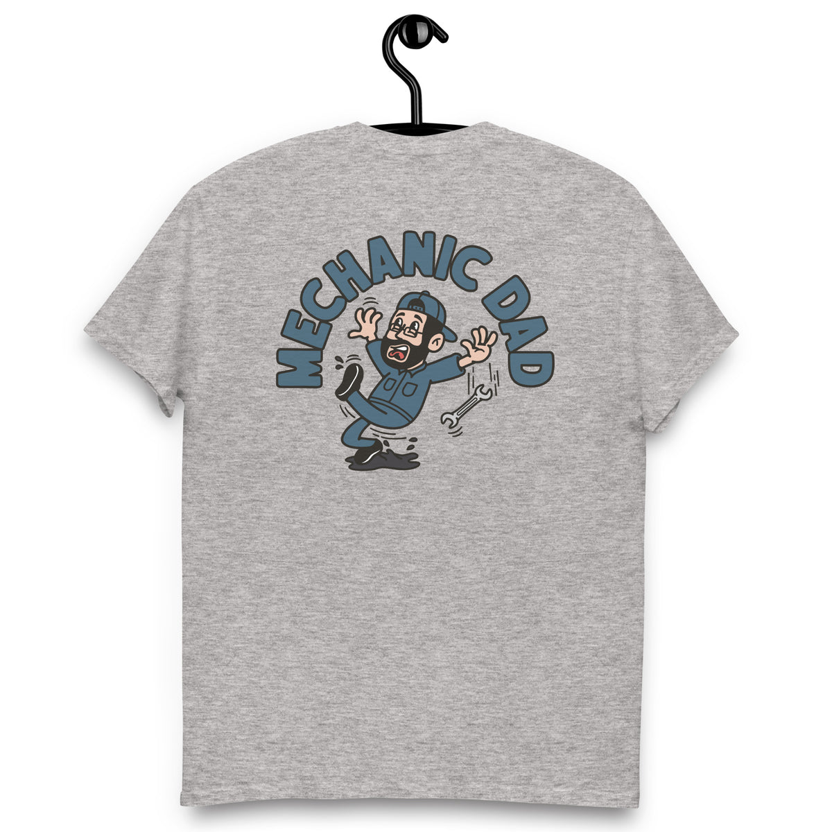 Mechanic Black Hair Light Skin Tone Glasses Beard Dad T-Shirt