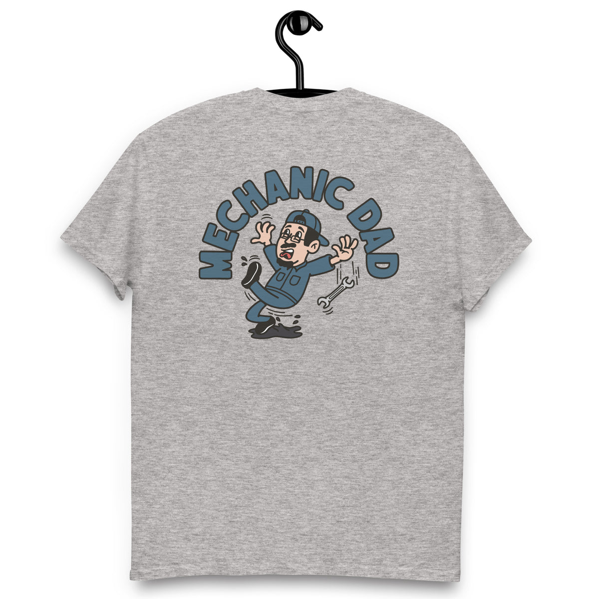 Mechanic Black Hair Light Skin Tone Glasses Moustache & Chin Beard Dad T-Shirt