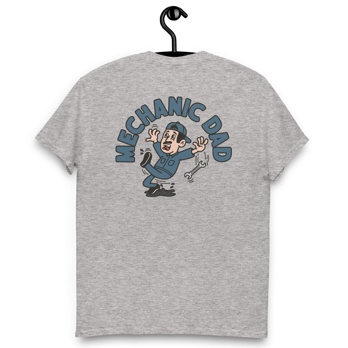 Mechanic Black Hair Light Skin Tone No-Glasses Moustache Dad T-Shirt