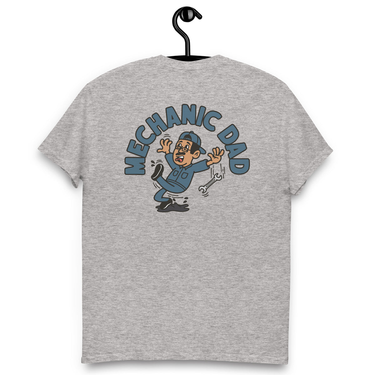 Mechanic Black Hair Tan Skin Tone Glasses Moustache Dad T-Shirt