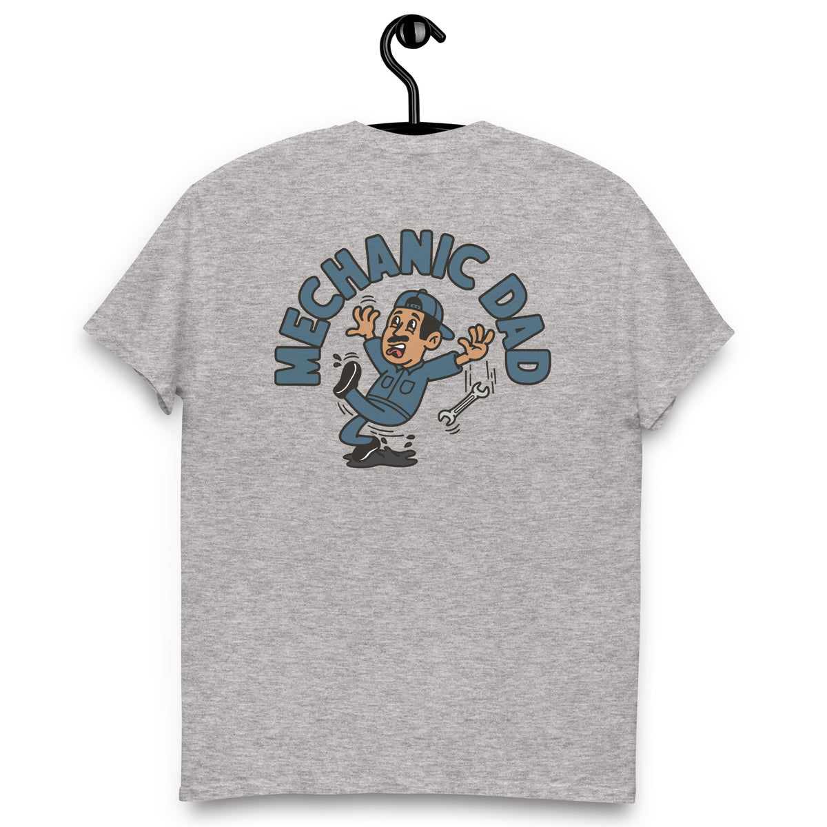 Mechanic Black Hair Tan Skin Tone No-Glasses Moustache Dad T-Shirt