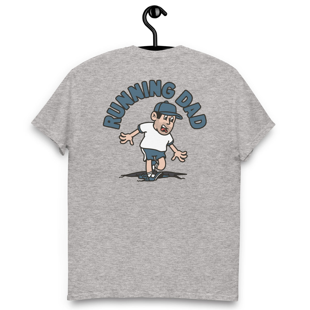 Running Black Hair Light Skin Tone No-Glasses Stubble Dad T-Shirt