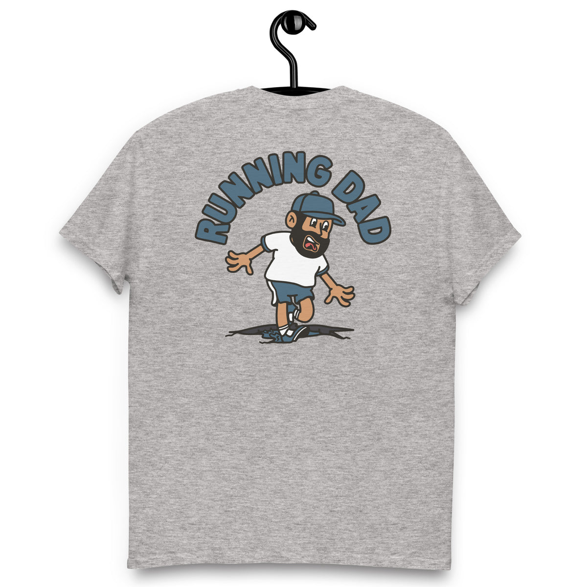 Running Black Hair Tan Skin Tone No-Glasses Beard Dad T-Shirt