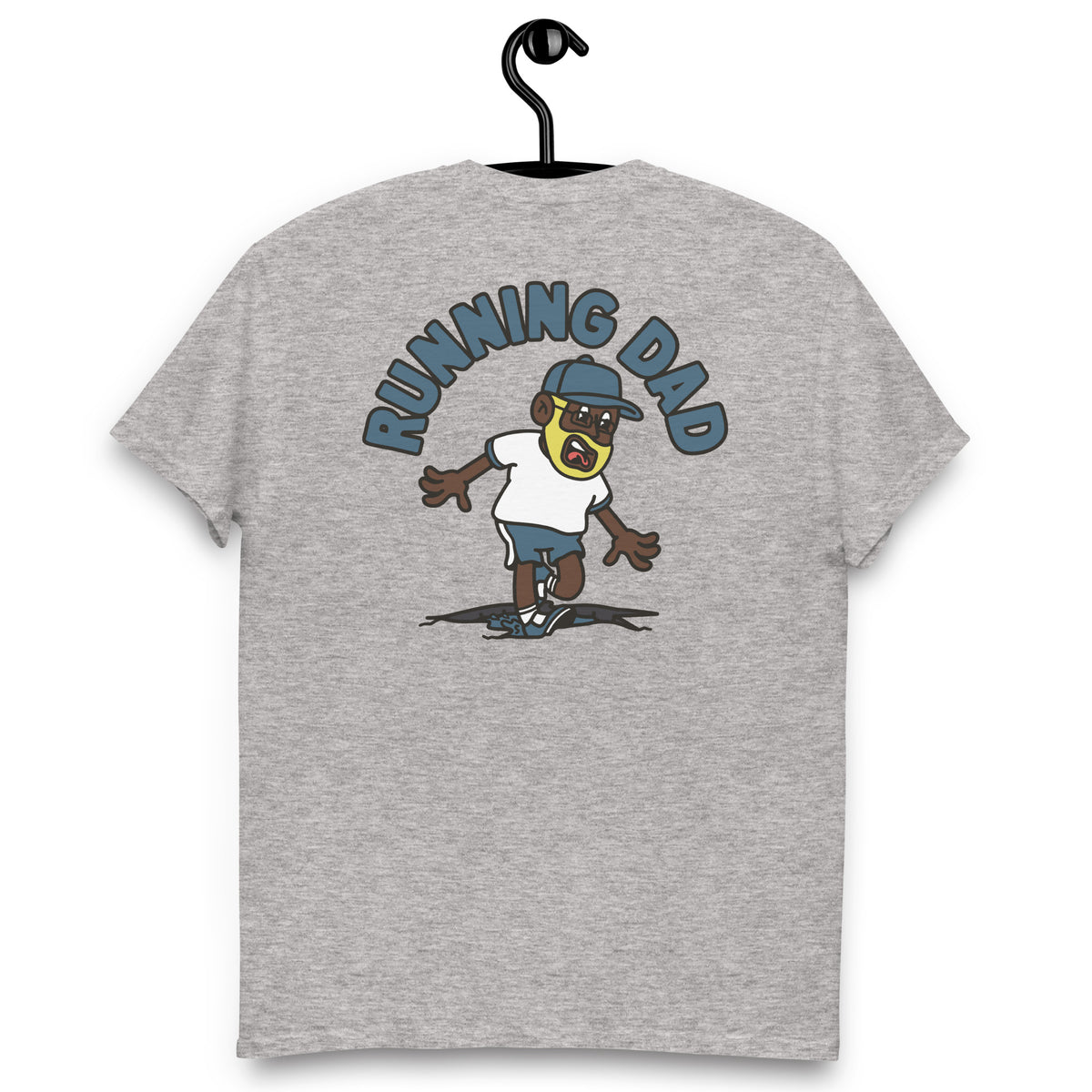 Running Blond Hair Dark Skin Tone Glasses Beard Dad T-Shirt