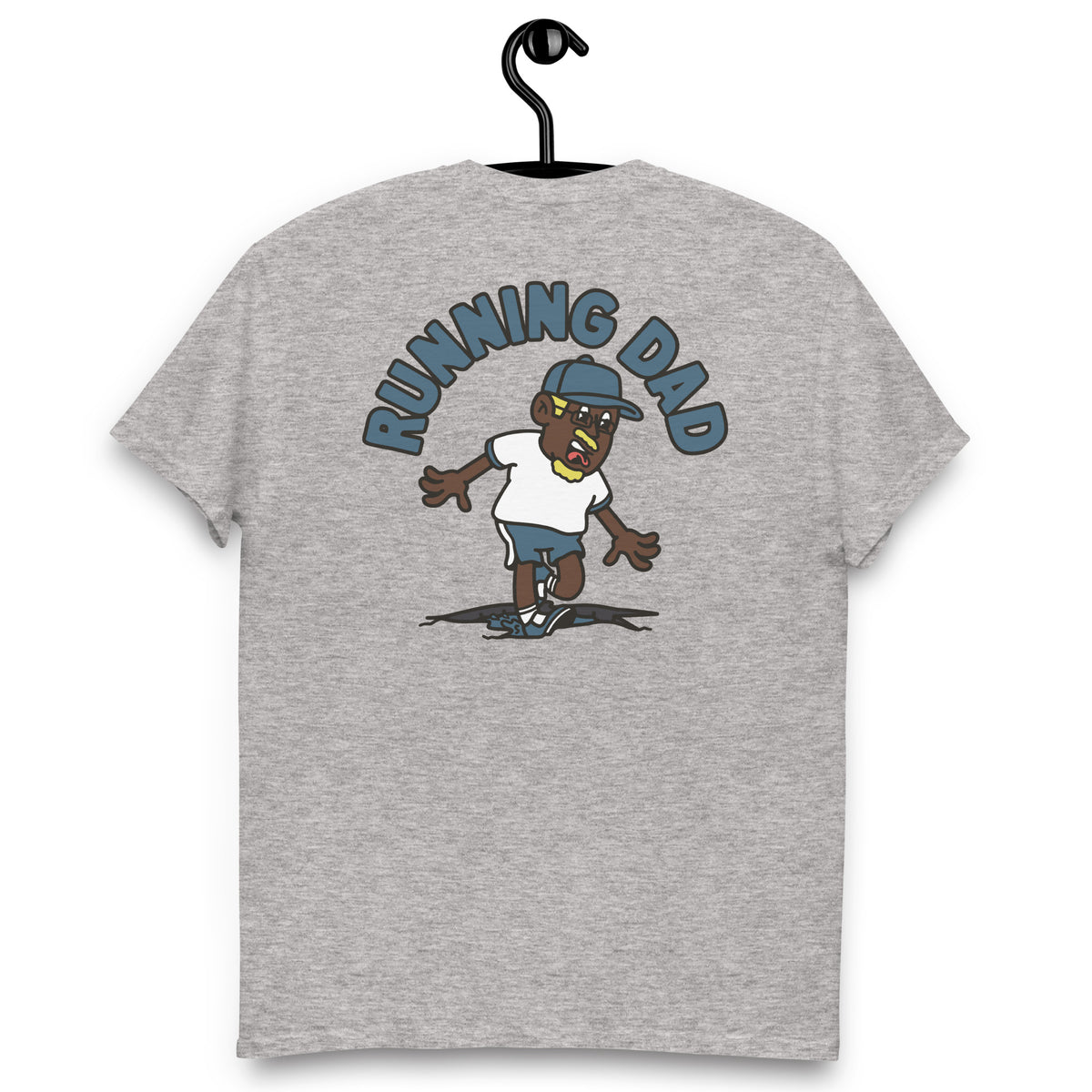 Running Blond Hair Dark Skin Tone Glasses Moustache & Chin Beard Dad T-Shirt