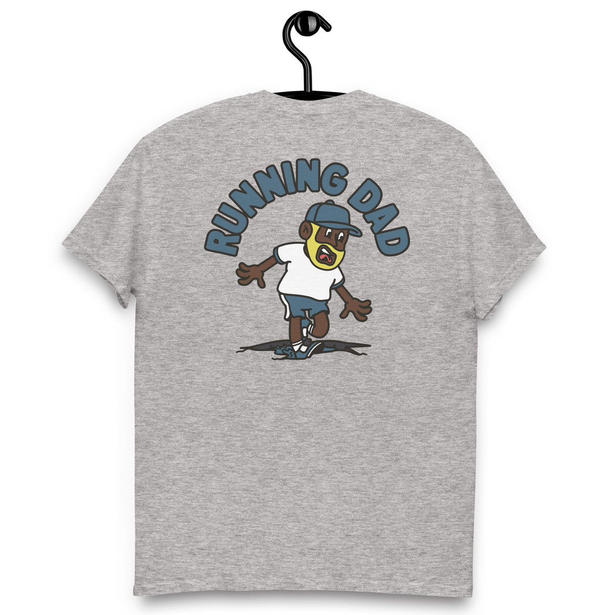 Running Blond Hair Dark Skin Tone No-Glasses Beard Dad T-Shirt