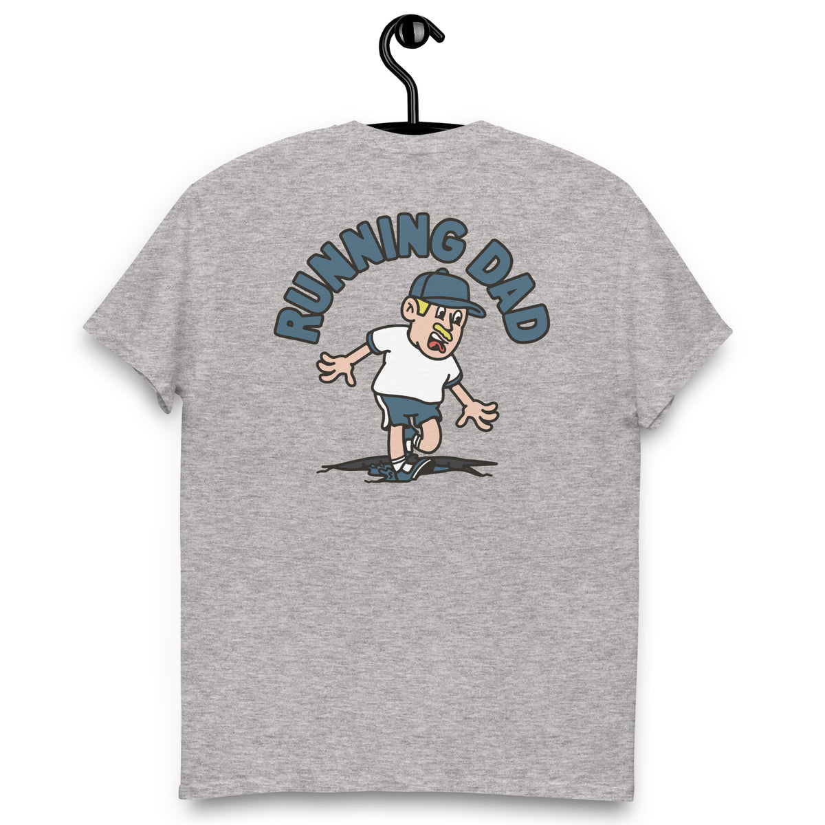 Running Blond Hair Light Skin Tone No-Glasses Moustache Dad T-Shirt