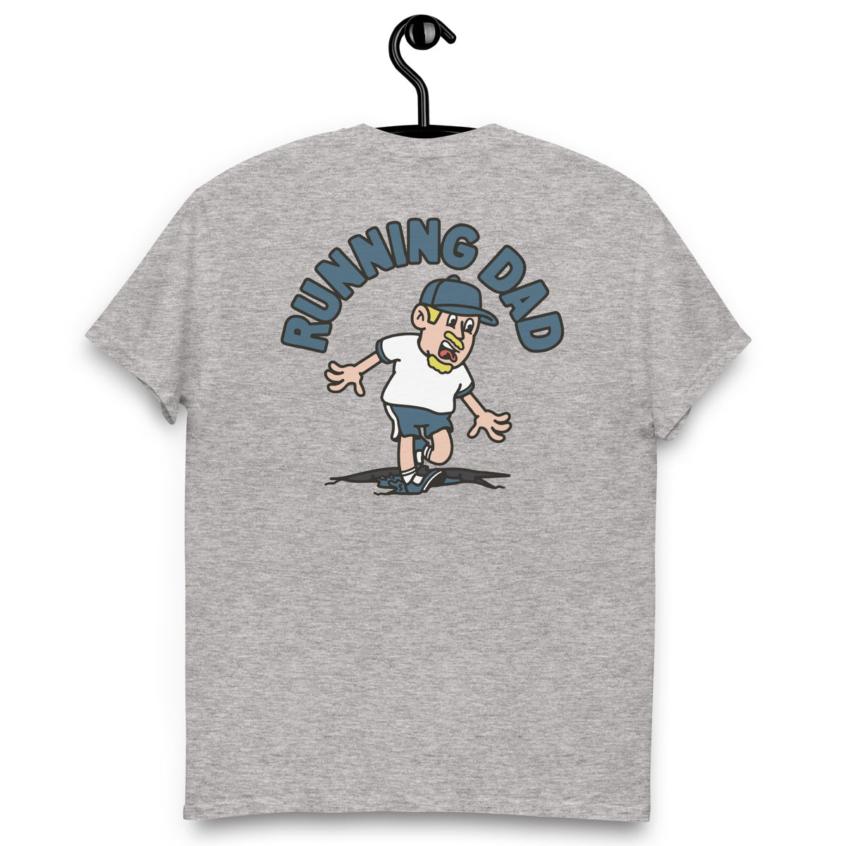 Running Blond Hair Light Skin Tone No-Glasses Moustache & Chin Beard Dad T-Shirt