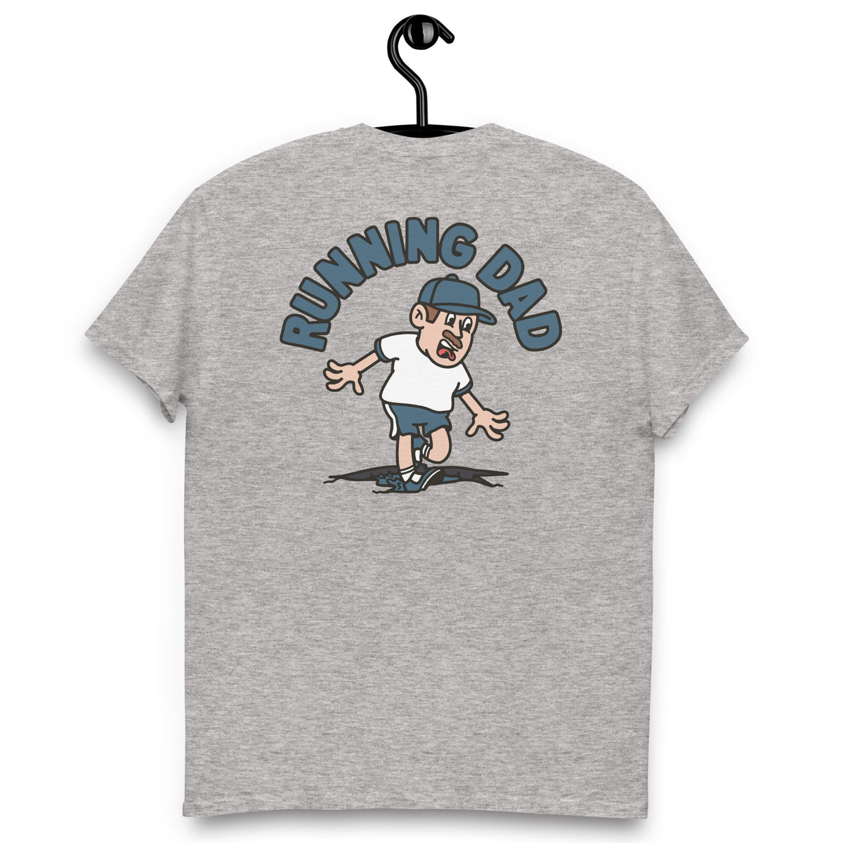 Running Brown Hair Light Skin Tone No-Glasses Moustache Dad T-Shirt