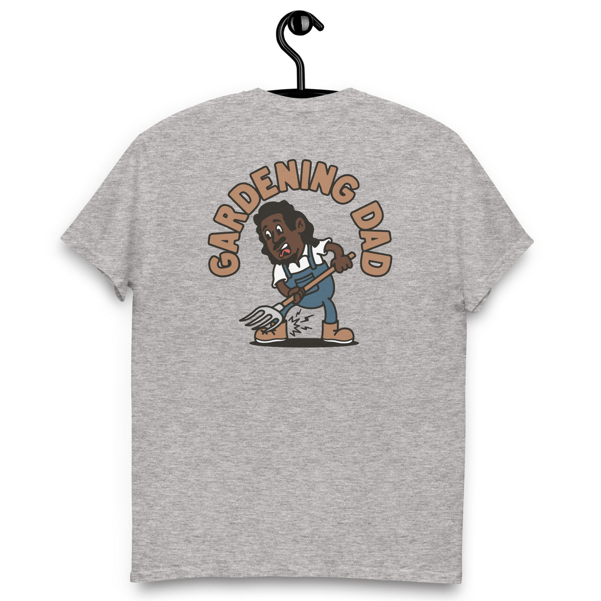 Gardening Black Hair Dark Skin Tone No-Glasses Long Moustache & Chin Beard Dad T-Shirt