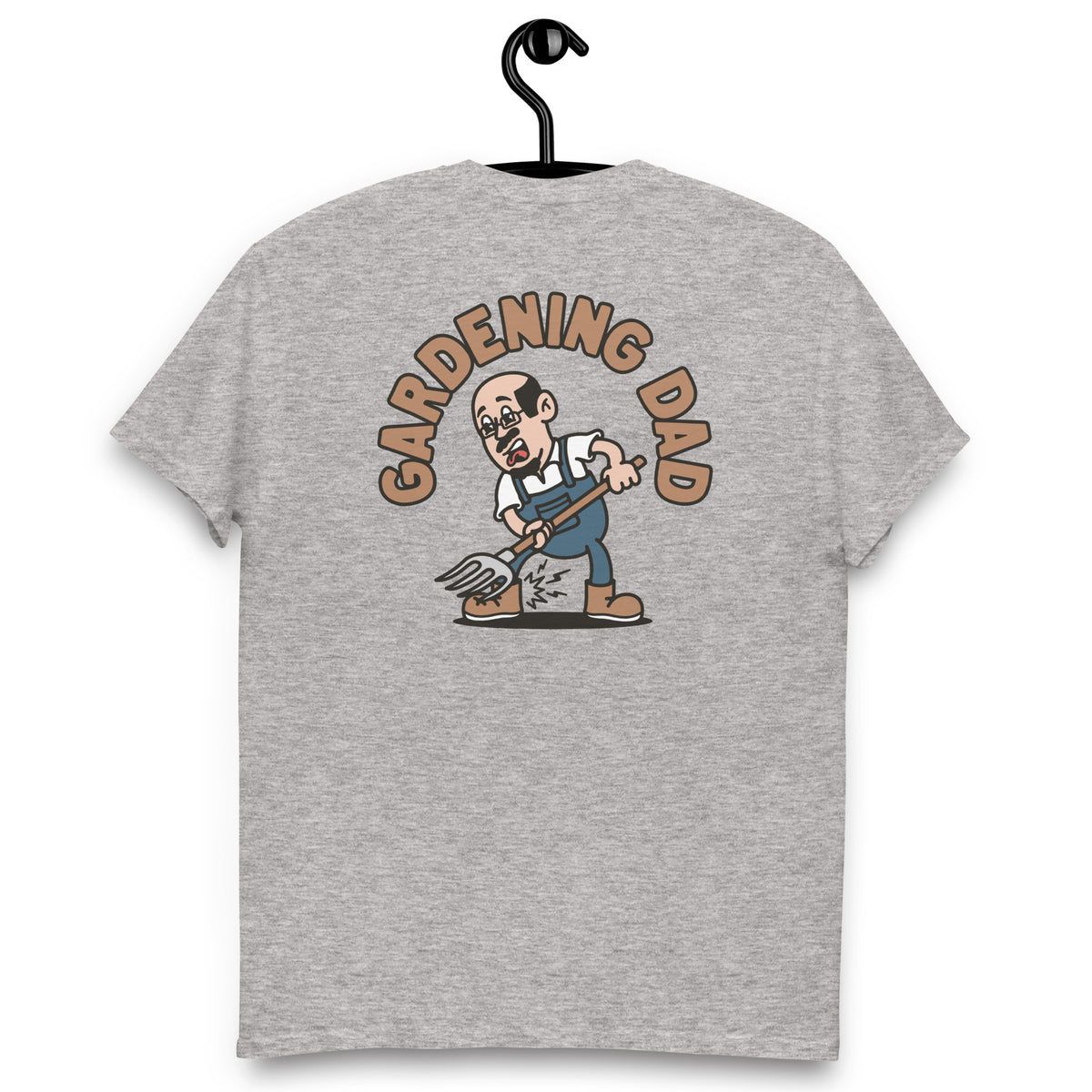 Gardening Black Hair Light Skin Tone Glasses Bald Moustache & Chin Beard Dad T-Shirt