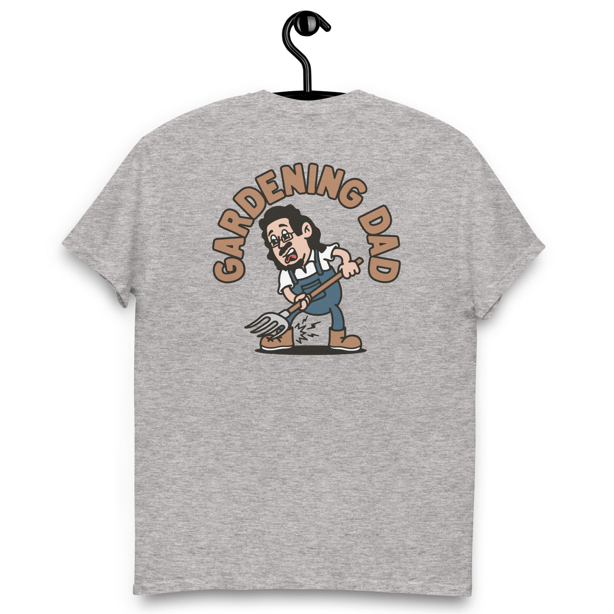 Gardening Black Hair Light Skin Tone Glasses Long Moustache & Chin Beard Dad T-Shirt