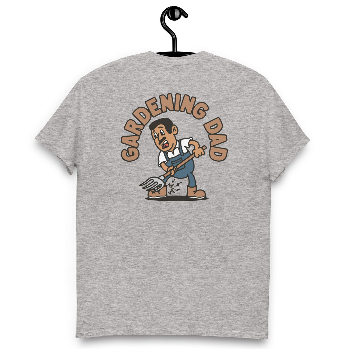 Gardening Black Hair Tan Skin Tone No-Glasses Short Moustache Dad T-Shirt