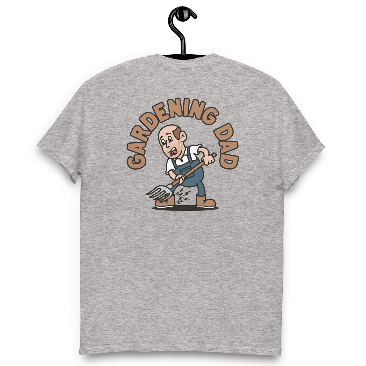 Gardening Brown Hair Light Skin Tone No-Glasses Bald Stubble Dad T-Shirt