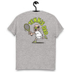 Tennis Black Hair Light Skin Tone Glasses Bald Moustache Dad T-Shirt