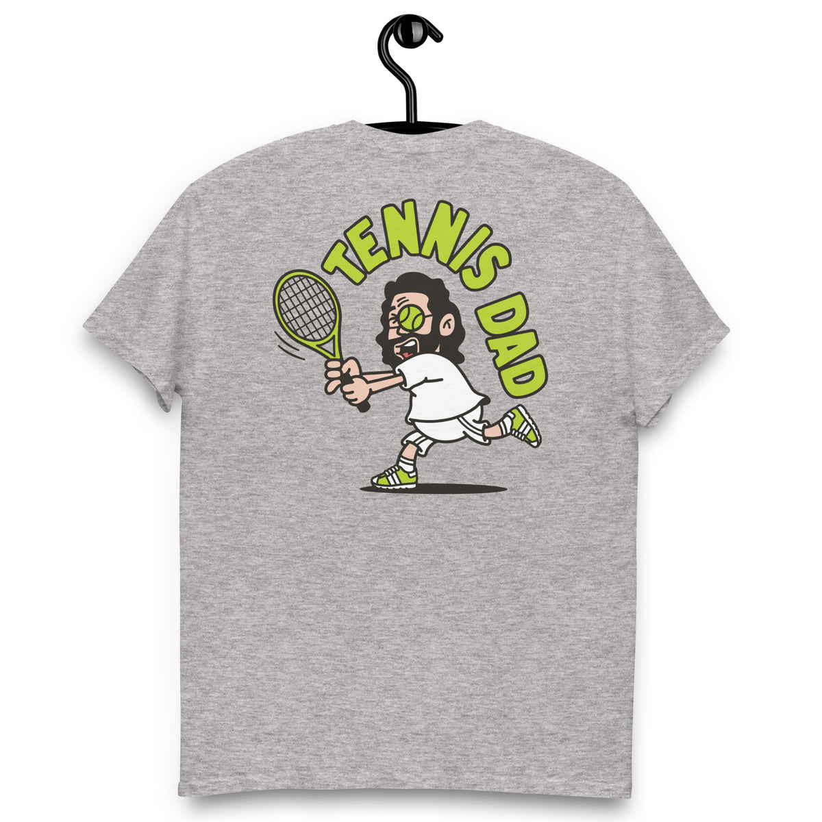 Tennis Black Hair Light Skin Tone Glasses Long Beard Dad T-Shirt