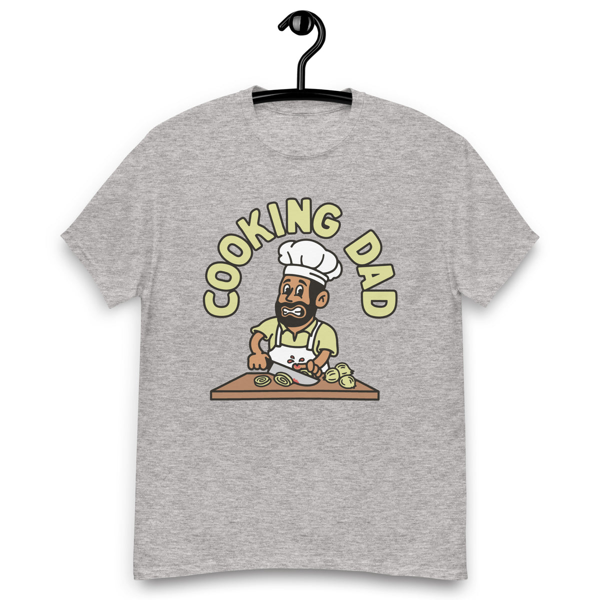 Cooking Black Hair Tan Skin Tone No-Glasses Beard Dad T-Shirt