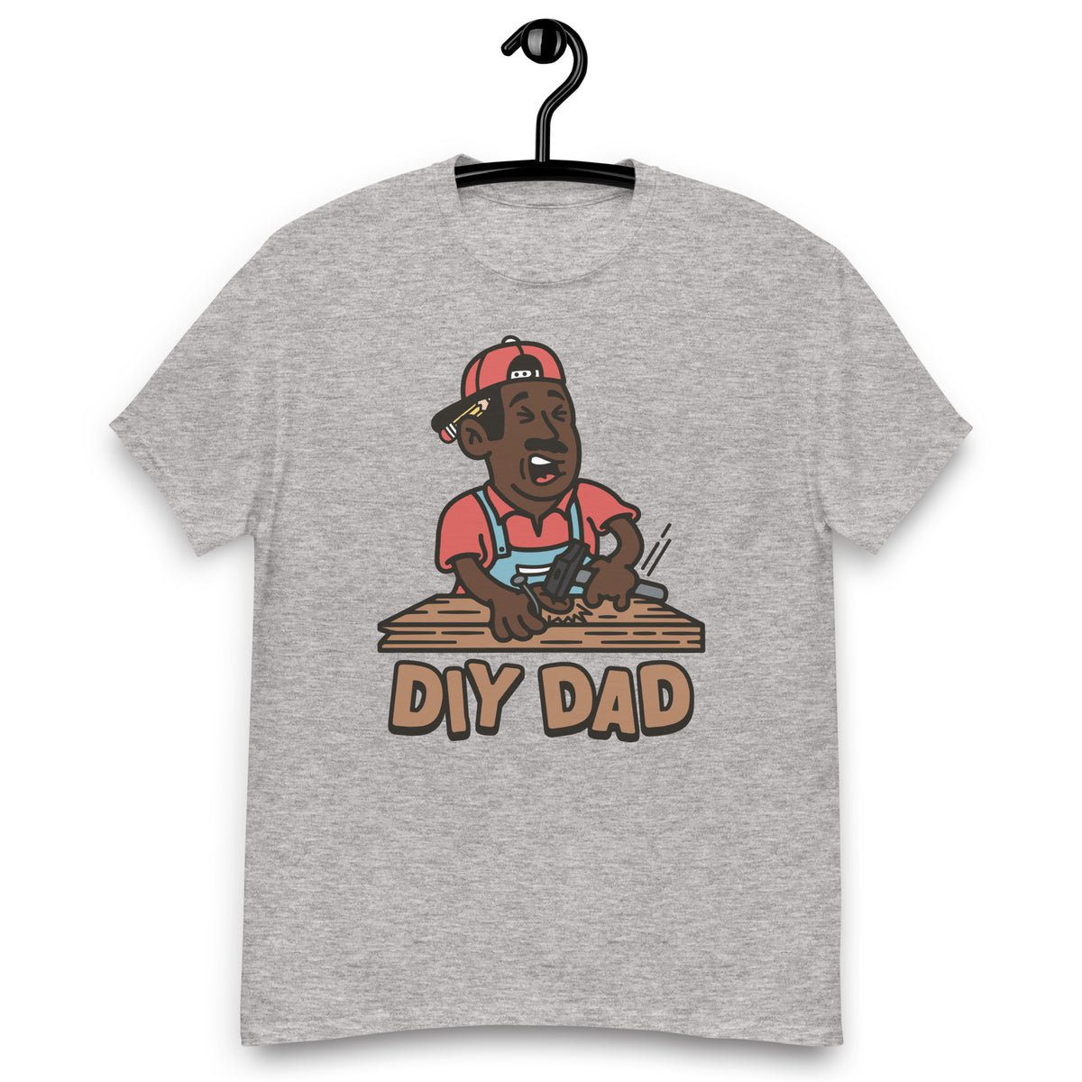 DIY Black Hair Dark Skin Tone No-Glasses Moustache Dad T-Shirt