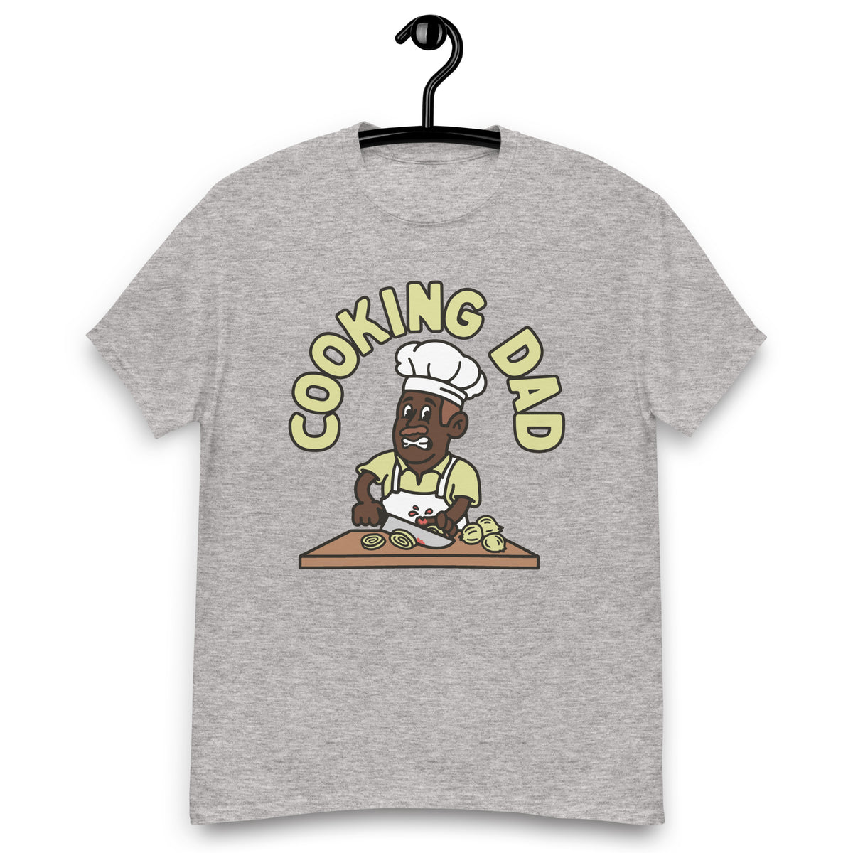 Cooking Brown Hair Dark Skin Tone No-Glasses Moustache Dad T-Shirt
