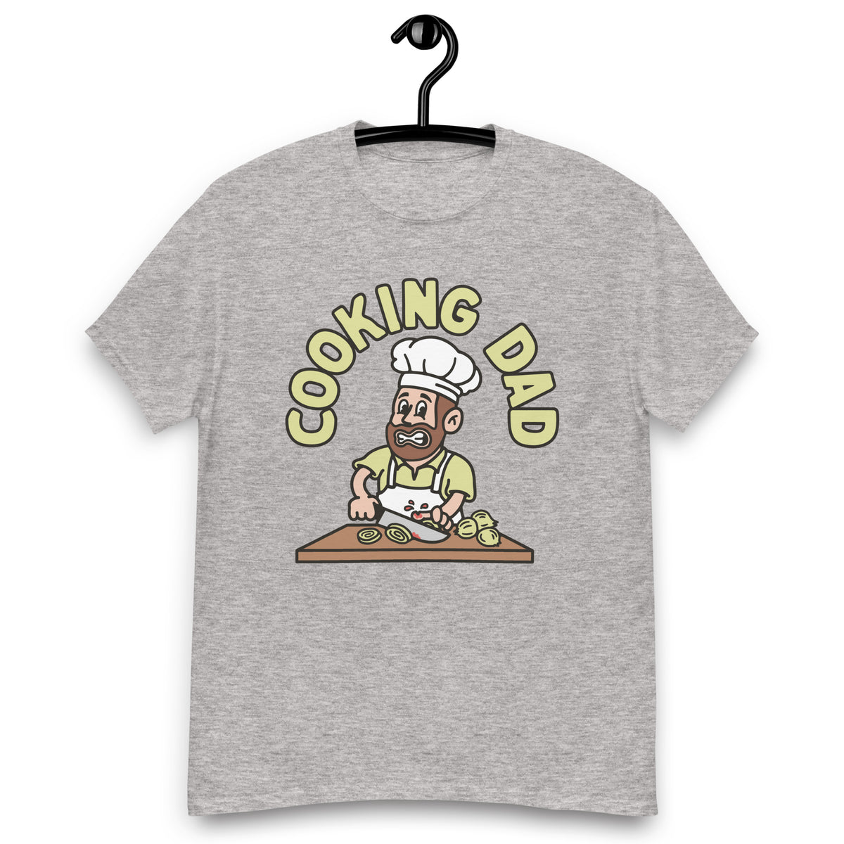 Cooking Brown Hair Light Skin Tone No-Glasses Beard Dad T-Shirt