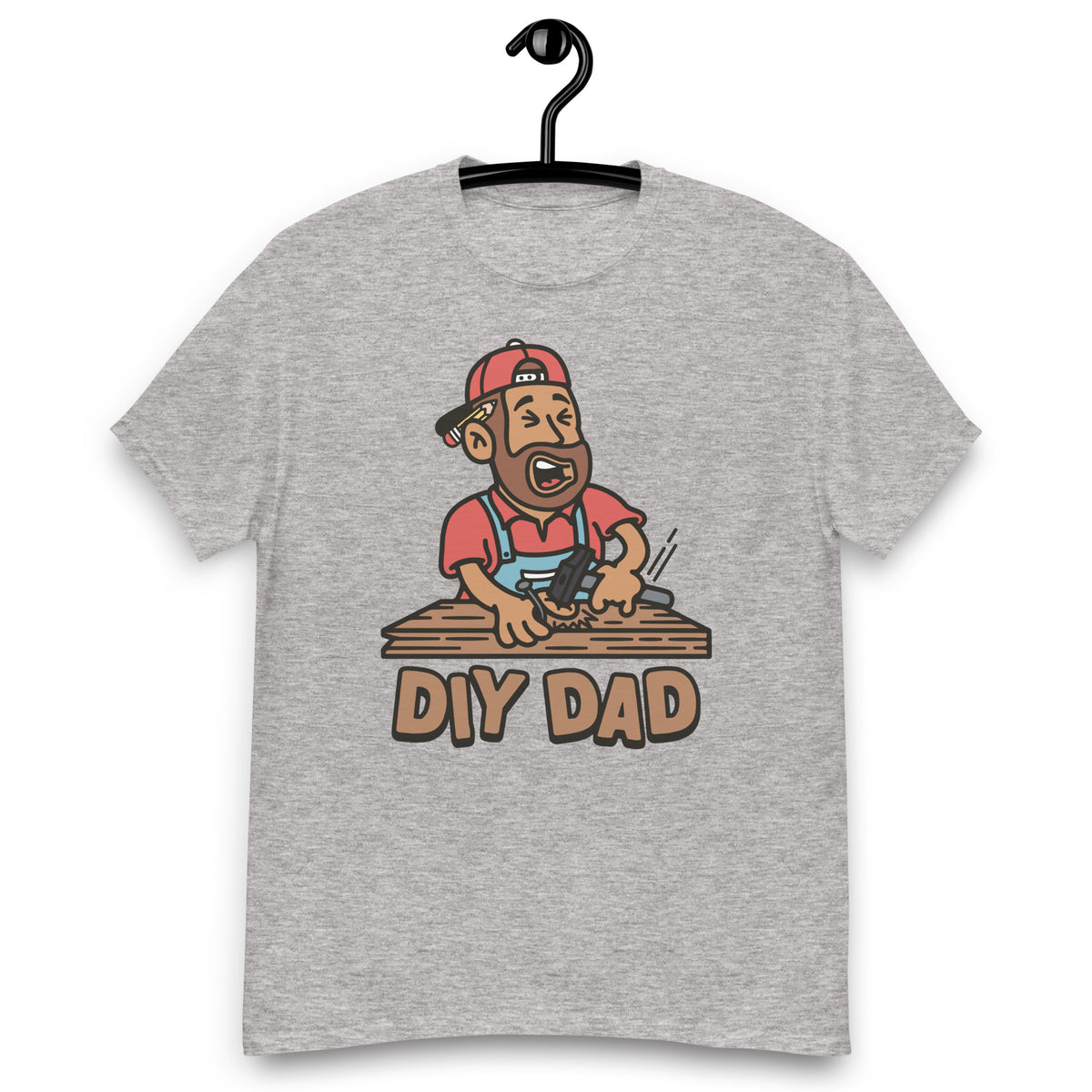 DIY Brown Hair Tan Skin Tone No-Glasses Beard Dad T-Shirt