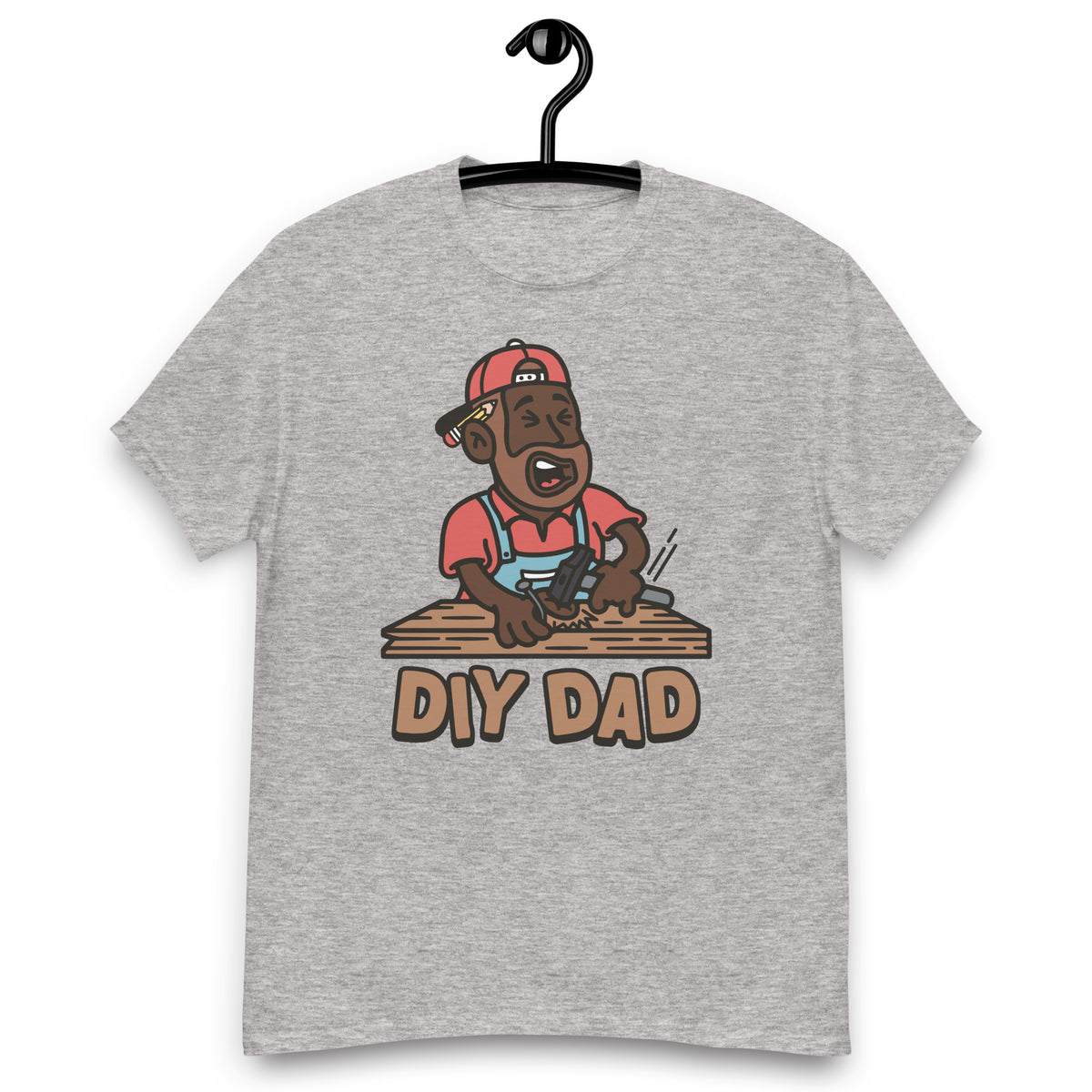 DIY Brown Hair Dark Skin Tone No-Glasses Beard Dad T-Shirt