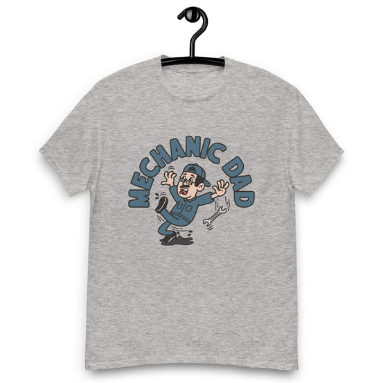 Mechanic Black Hair Light Skin Tone Glasses Moustache Dad T-Shirt