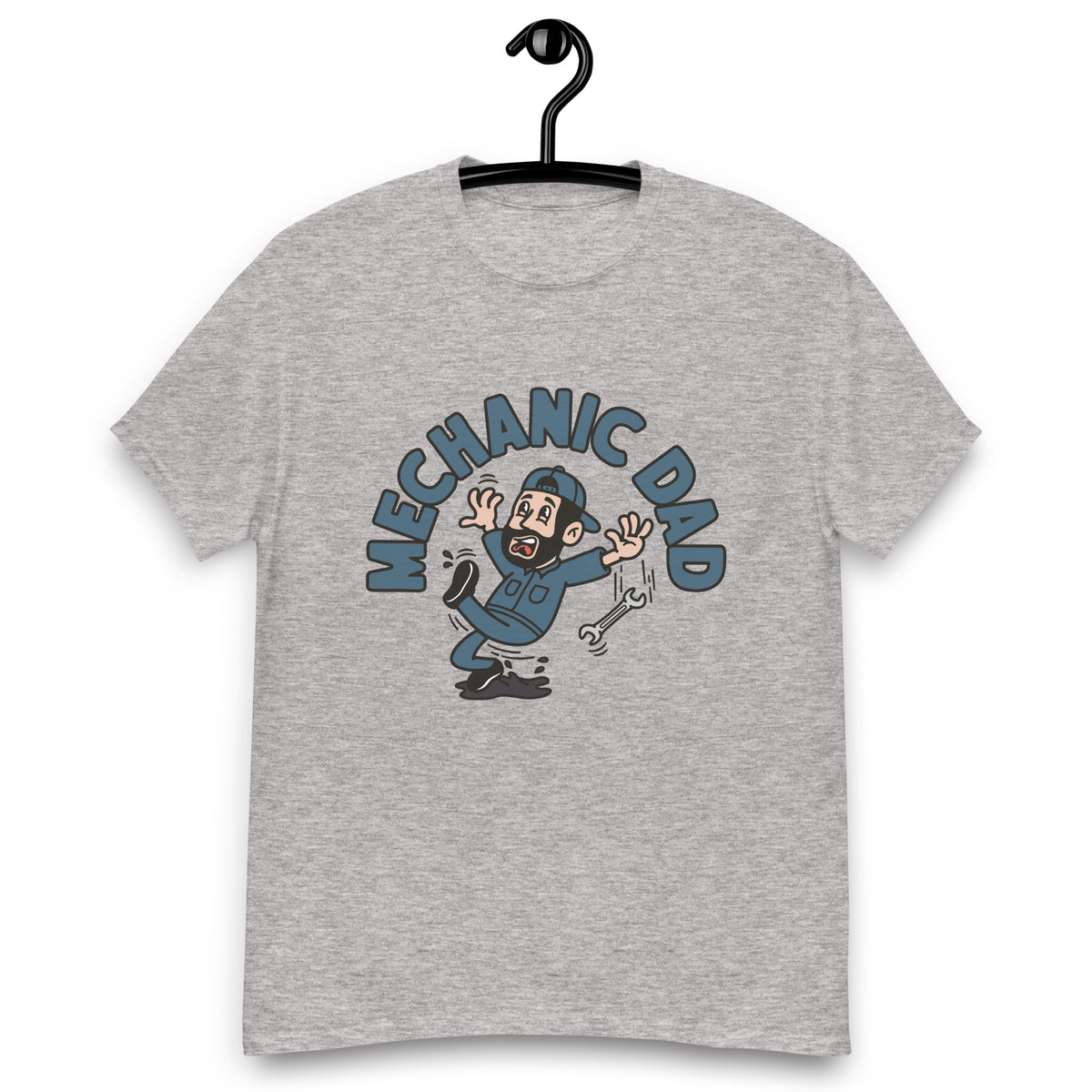 Mechanic Black Hair Light Skin Tone No-Glasses Beard Dad T-Shirt