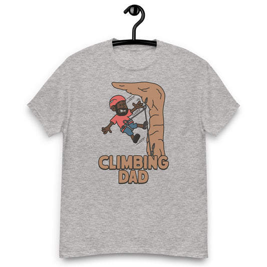 Climbing Black Hair Dark Skin Tone No-Glasses Beard Dad T-Shirt