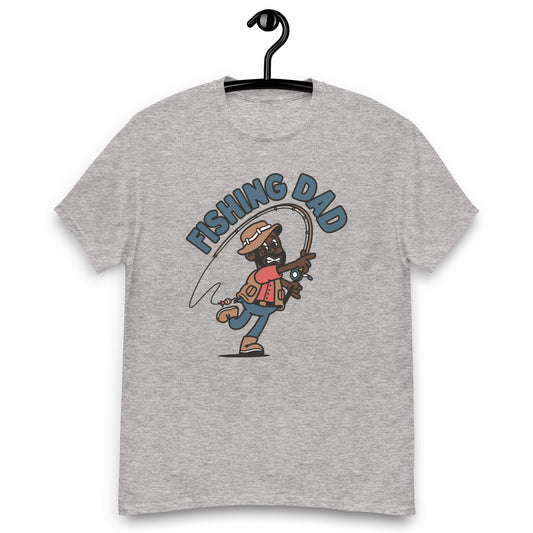 Fishing Black Hair Dark Skin Tone Glasses Beard Dad T-Shirt