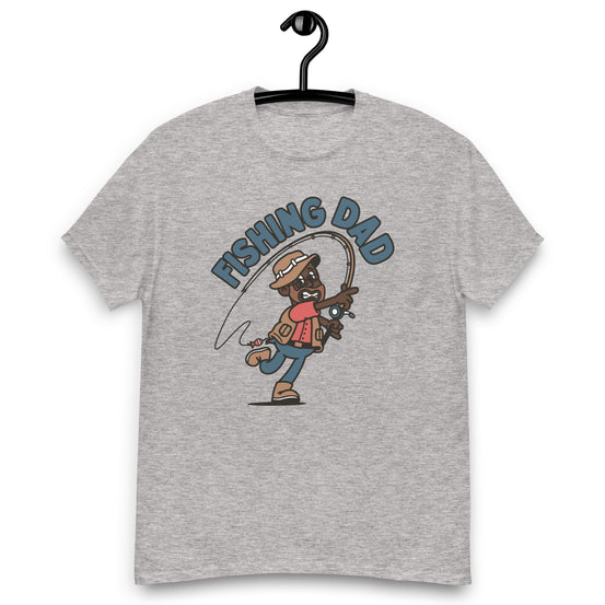 Fishing Brown Hair Dark Skin Tone Glasses Beard Dad T-Shirt