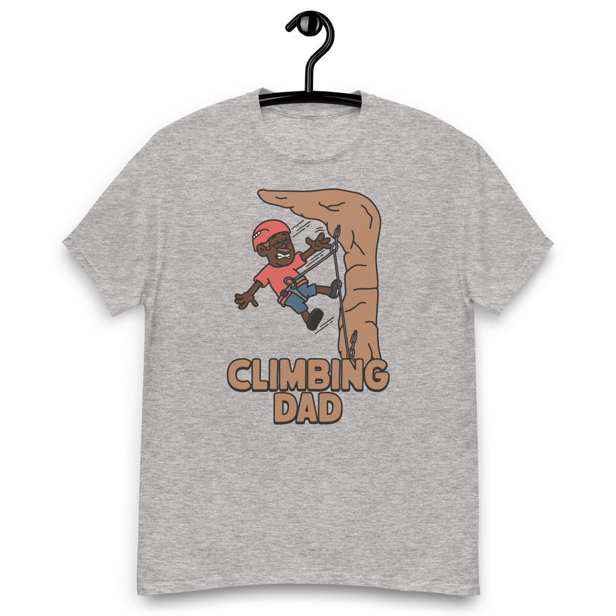 Climbing Brown Hair Dark Skin Tone Glasses Moustache Dad T-Shirt