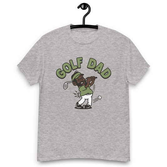 Golf Black Hair Dark Skin Tone Glasses Beard Dad T-Shirt