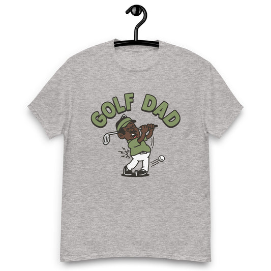 Golf Black Hair Dark Skin Tone Glasses Moustache Dad T-Shirt