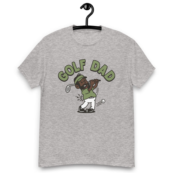 Golf Black Hair Dark Skin Tone No-Glasses Beard Dad T-Shirt