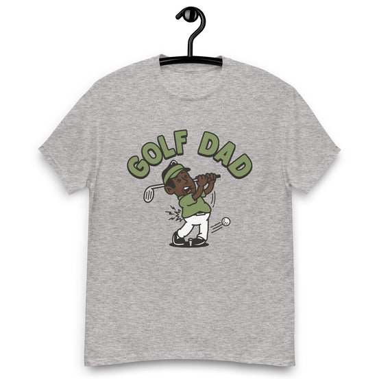 Golf Black Hair Dark Skin Tone No-Glasses Stubble Dad T-Shirt