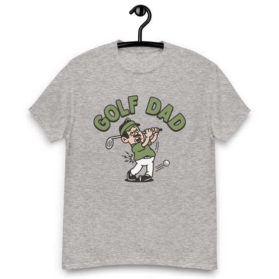 Golf Black Hair Light Skin Tone Glasses Moustache Dad T-Shirt
