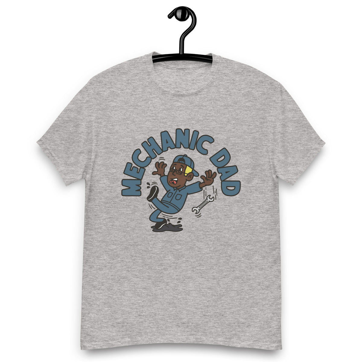 Mechanic Blond Hair Dark Skin Tone Glasses Stubble Dad T-Shirt