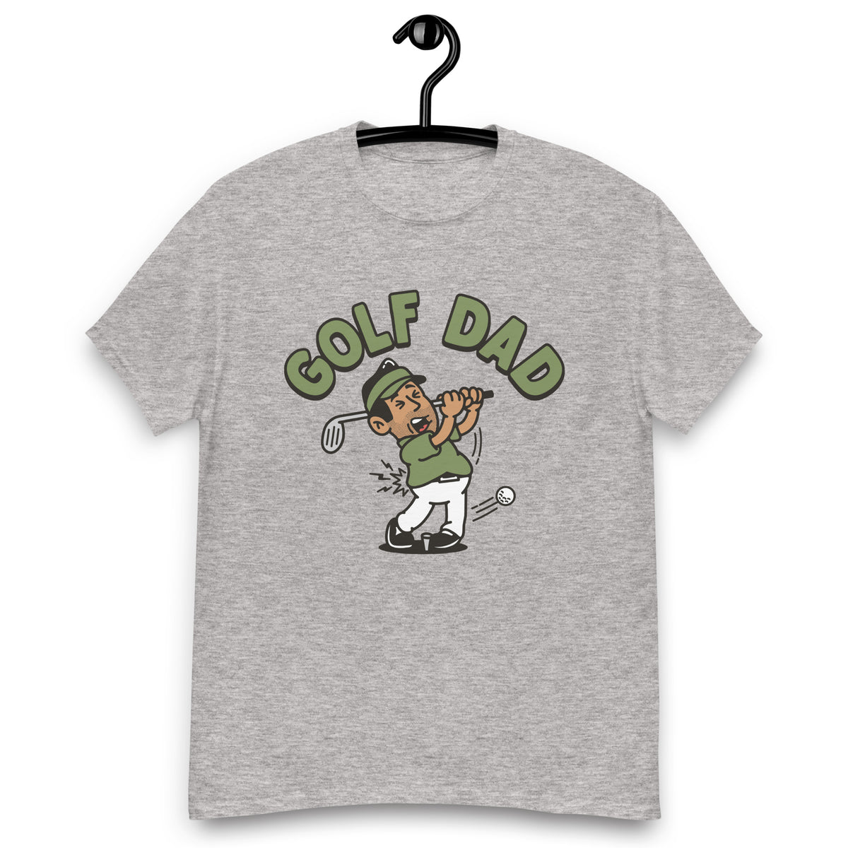 Golf Black Hair Tan Skin Tone No-Glasses Stubble Dad T-Shirt