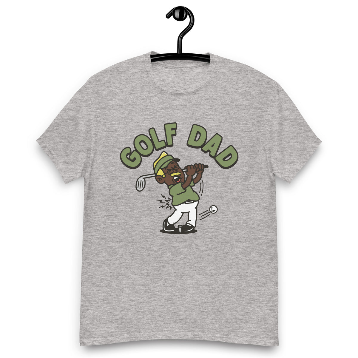 Golf Blond Hair Dark Skin Tone Glasses Moustache Dad T-Shirt