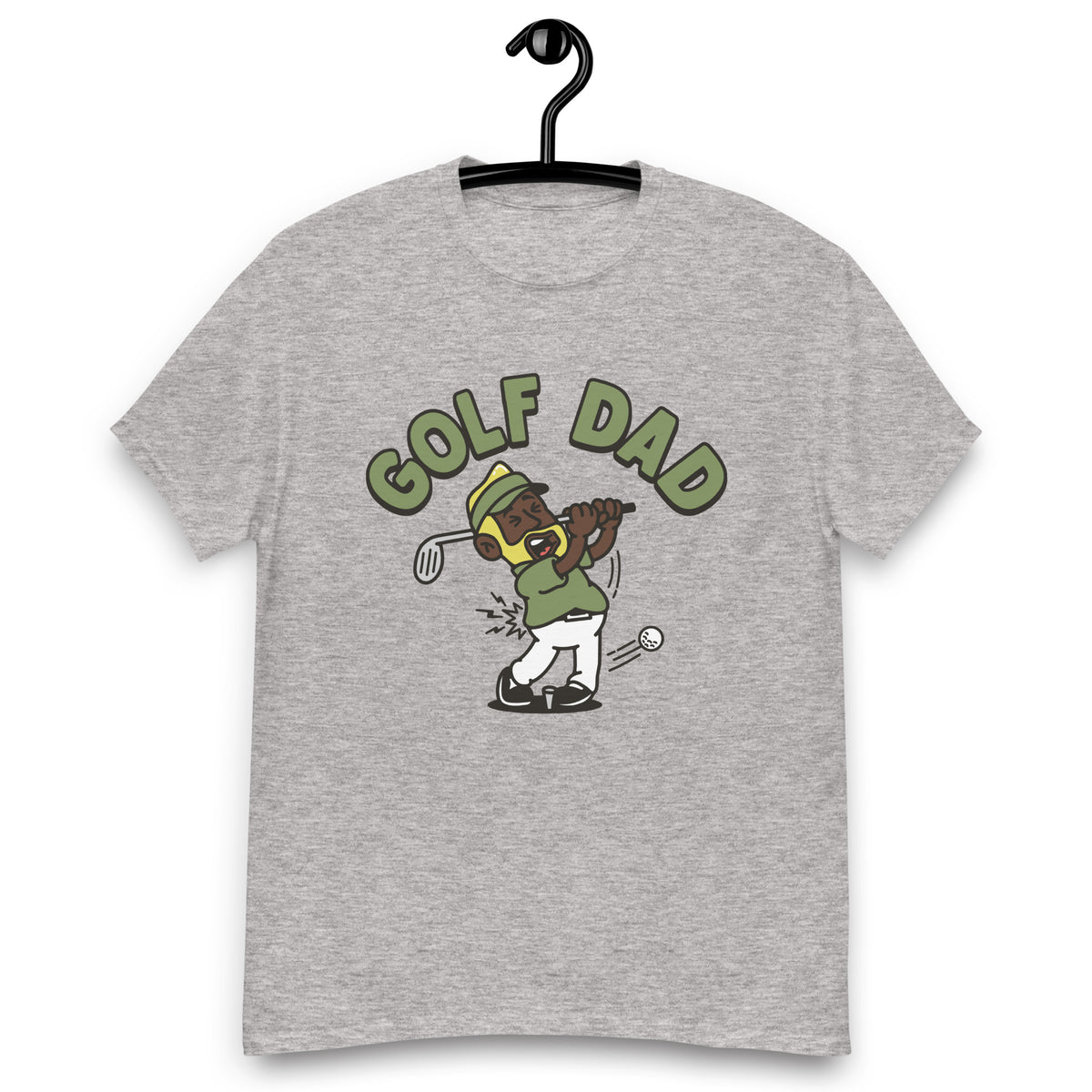 Golf Blond Hair Dark Skin Tone No-Glasses Beard Dad T-Shirt