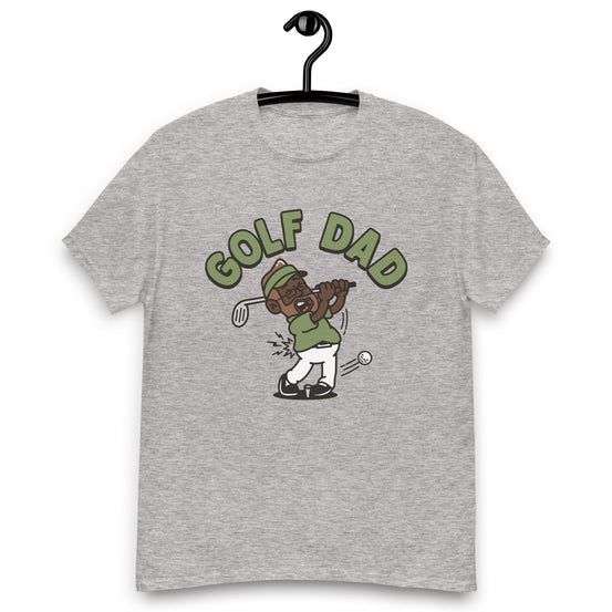 Golf Brown Hair Dark Skin Tone Glasses Beard Dad T-Shirt