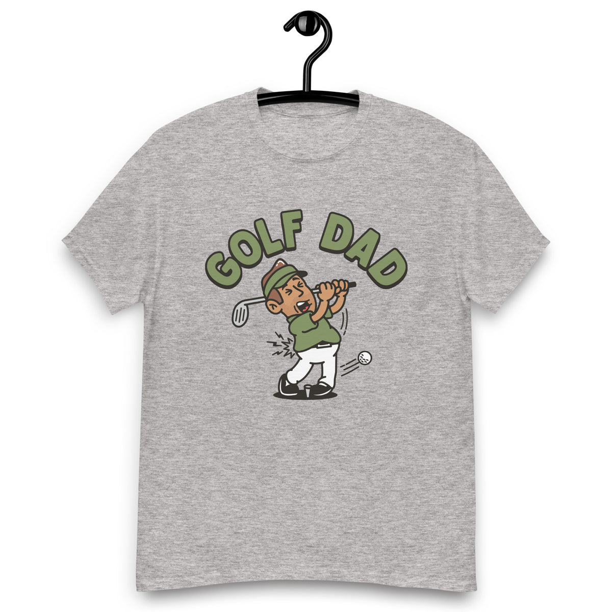 Golf Brown Hair Tan Skin Tone No-Glasses Stubble Dad T-Shirt