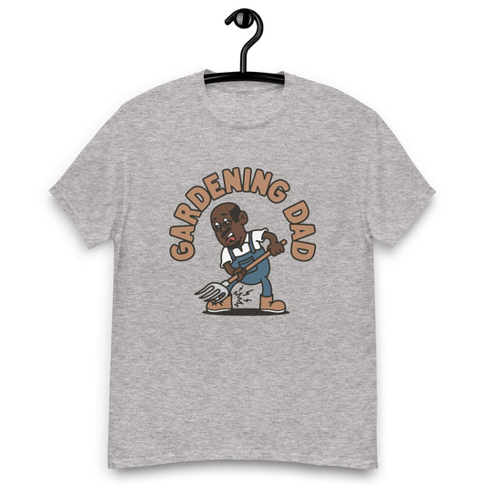 Gardening Black Hair Dark Skin Tone Glasses Bald Moustache & Chin Beard Dad T-Shirt