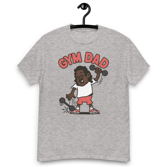 Gym Black Hair Dark Skin Tone Glasses Long Moustache Dad T-Shirt