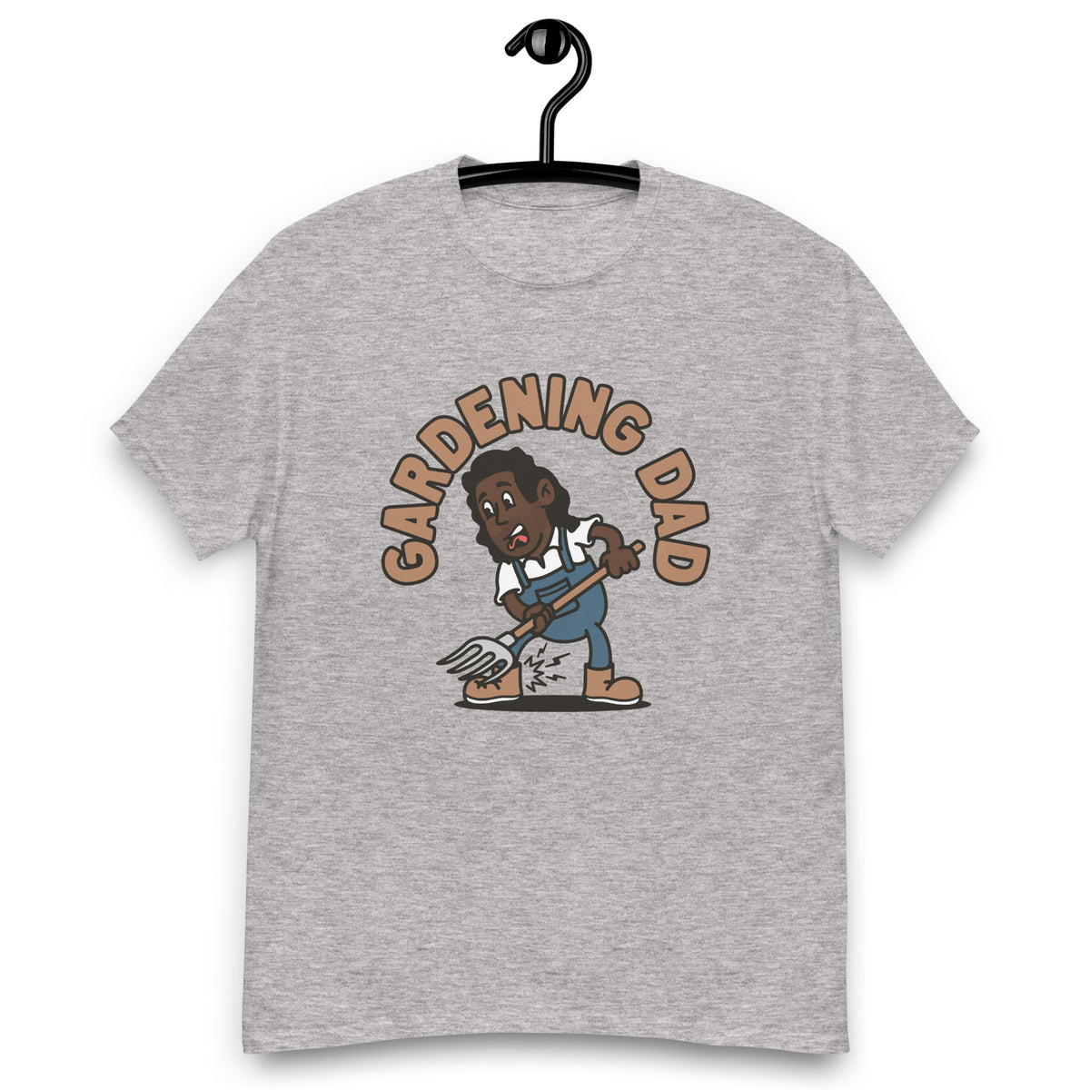 Gardening Black Hair Dark Skin Tone No-Glasses Long Stubble Dad T-Shirt