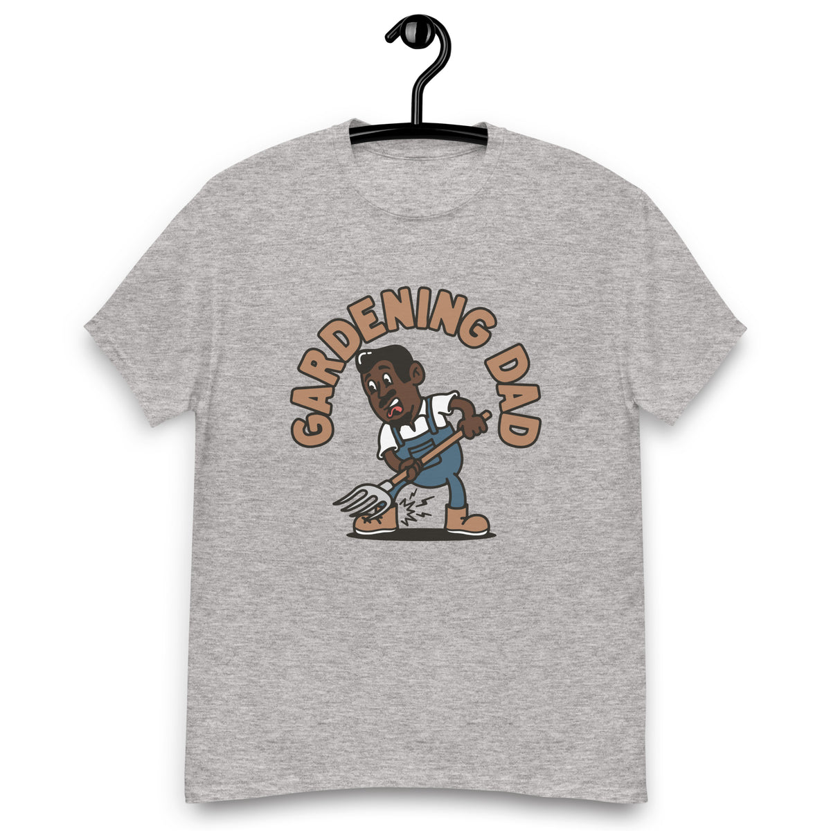 Gardening Black Hair Dark Skin Tone No-Glasses Medium Moustache & Chin Beard Dad T-Shirt